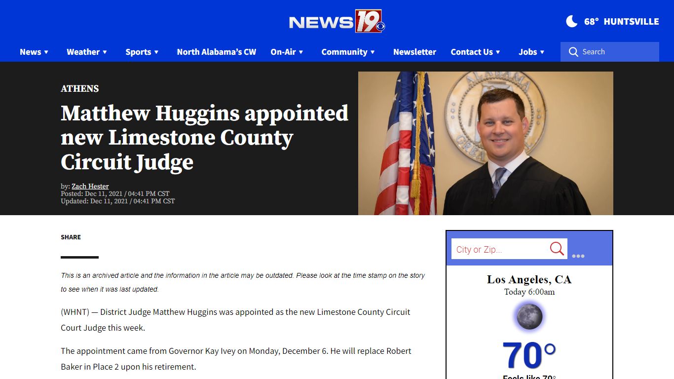 Matthew Huggins appointed new Limestone County Circuit ...