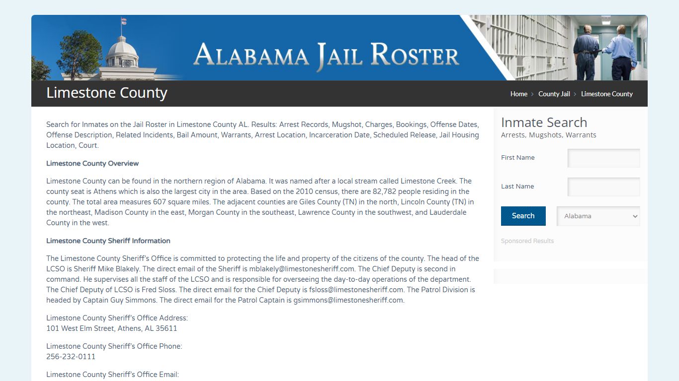 Limestone County | Alabama Jail Inmate Search